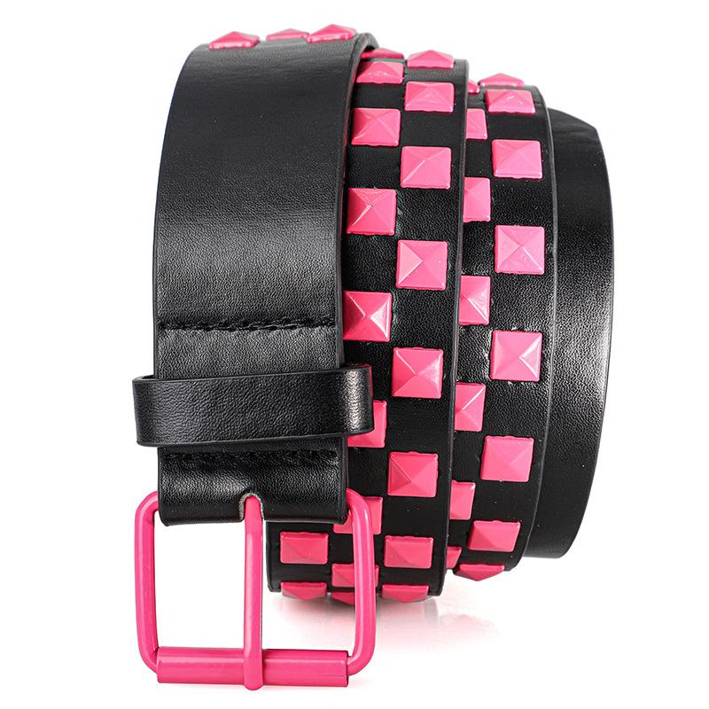 1Pc Fashionable Unisex Rivet Belt Punk HipHop Rock Y2K Style Dopamine Color Handsome Street Casual Daily Wear Belt,For Men Women