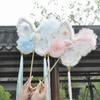 Handmade Silk Flower Fan Fluffy Embroidered Fan Elegant Photo Props  Dance Performance