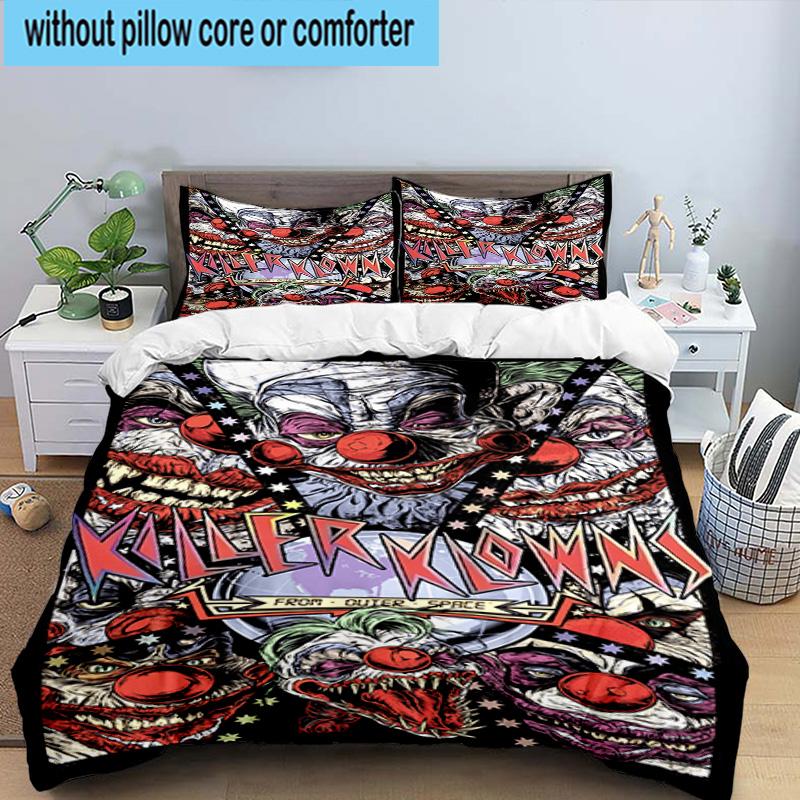 1PC Scary Clown Horror 3pcs Bedding,Including 1pc Duvet Cover And 2pcs Pillowcases Perfect for Christmas,Ideal for Bedroom, Dormitory