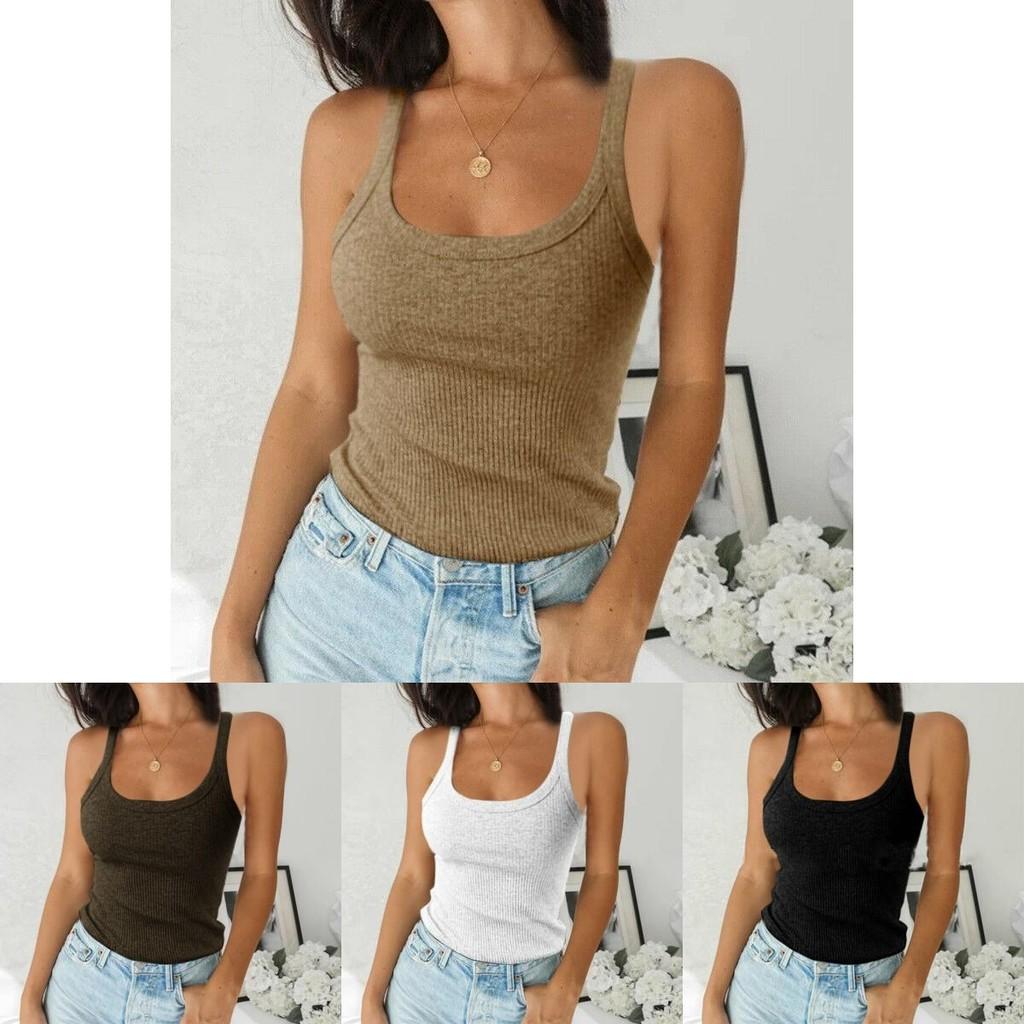 Women Ribbed Tank Top Sleeveless Cami Vest Premium Comfort Basic Blouse Casual Wear
