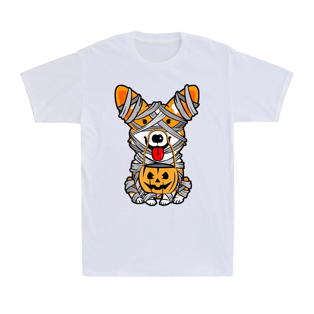 Cute Halloween Costume Welsh Corgi Mummy Dog Lover Pumpkin Novelty Men s T Shirt S