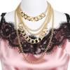 Vintage Hip Hop Jewelry Collar Statement Thick Curb Chain Multi-layer Punk Choker Pendant Necklace