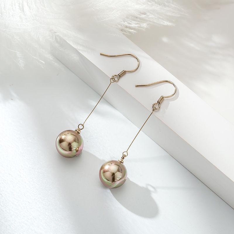 Korean Style Long Silver Pearl Earrings for Women with Personality and Elegance
