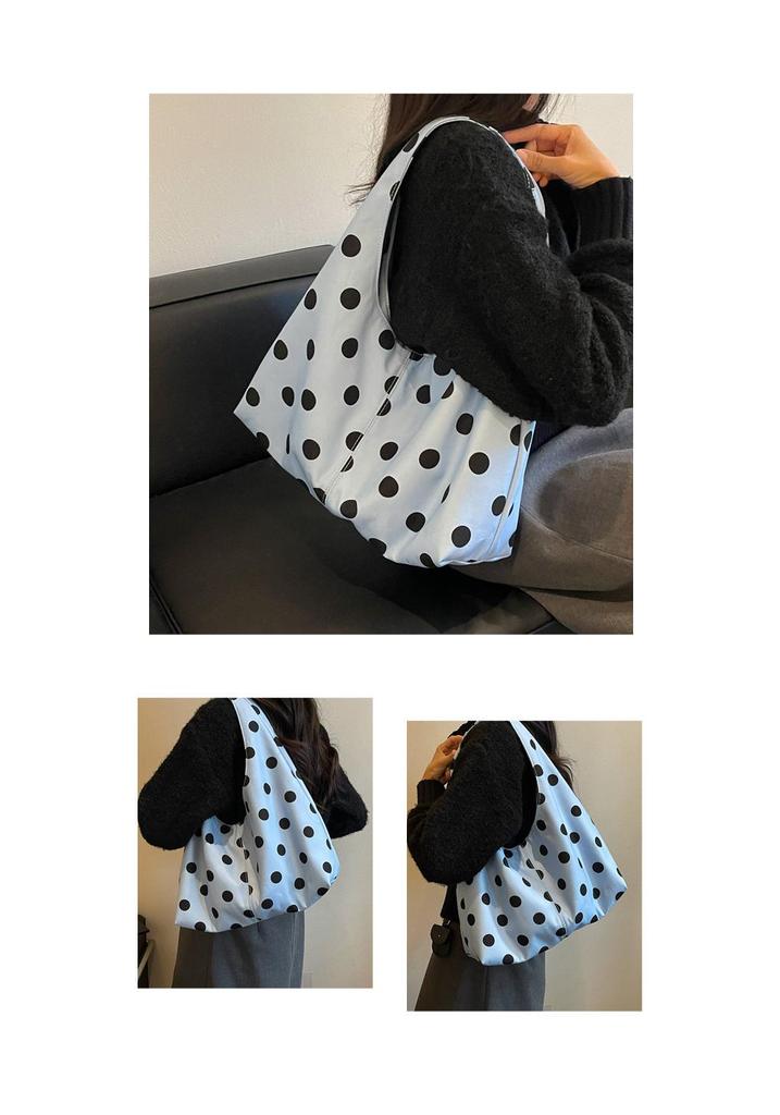 Niche Polka Dot Women's Single Shoulder Bag, Versatile Color Block Design, Large-Capacity Korean Style Underarm Bag