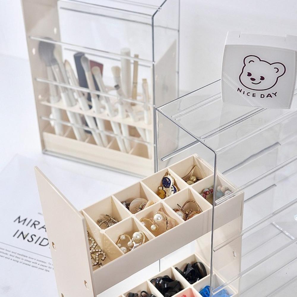 Multippel Gitter Smykkeutstillingsboks Multifunksjonell Sminkekostutstillingsstativ Sminkeoppbevaringsstativ Hjem