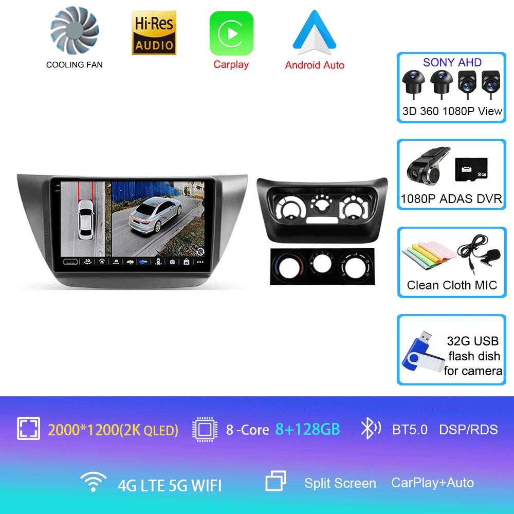 Car Radio Android 14 Carplay For Mitsubishi Lancer 9 CS 2000 2001- 2010 Navigation GPS Multimedia Player WiFi+4G Stereo Video BT