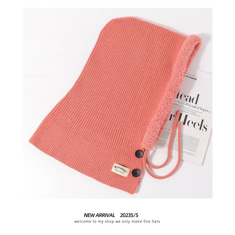 

Шапка-балаклава женская зимняя Красная Шапочка шерстяной шарф интегрированный большой обхват головы утолщенная теплая вязаная шапка Average size (56-58cm) розовый