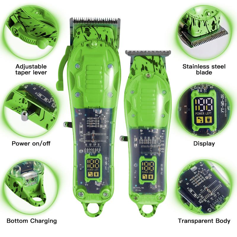 Muguxi Farbe Transparent Gravur Elektrischer Haarschneider für Männer