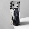 Black White Horse Pattern Tempered Glass Electroplated Phone Case For iPhone 17 16 15 14 13 12 11 Pro Max 16 Plus 17 Air Cover