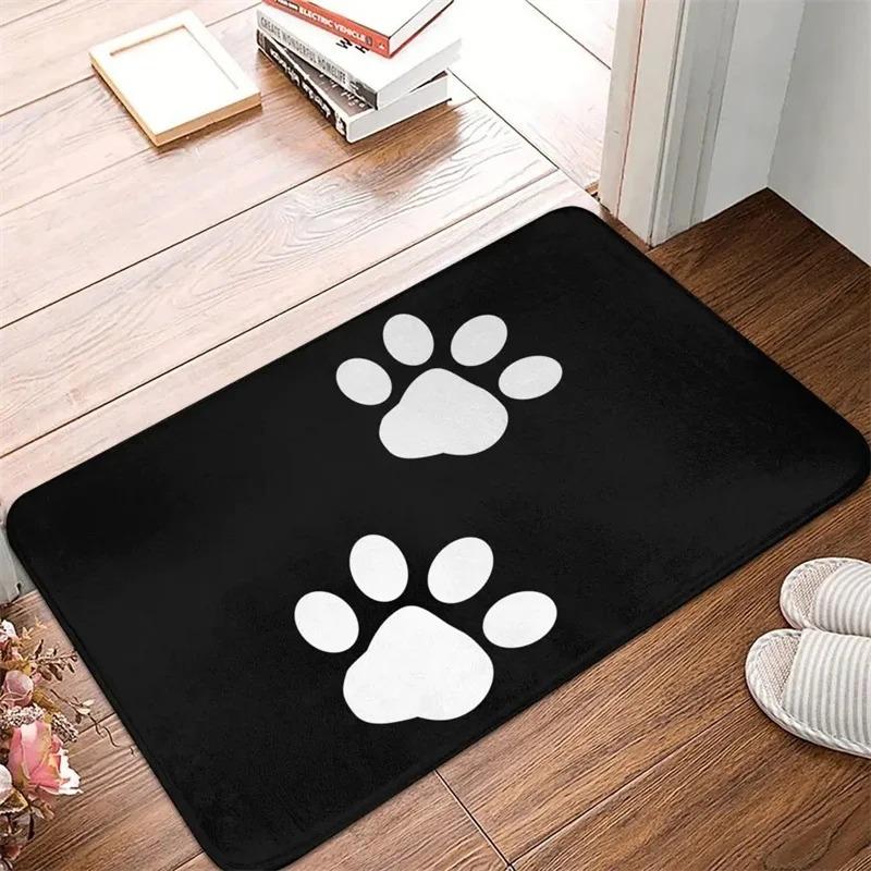 Dog Lover Heart Paw Print Red Heart Center Non-slip Machine Washable Fluffy Plush Entry Doormat Pet Owner Home Decor Carpet Rug