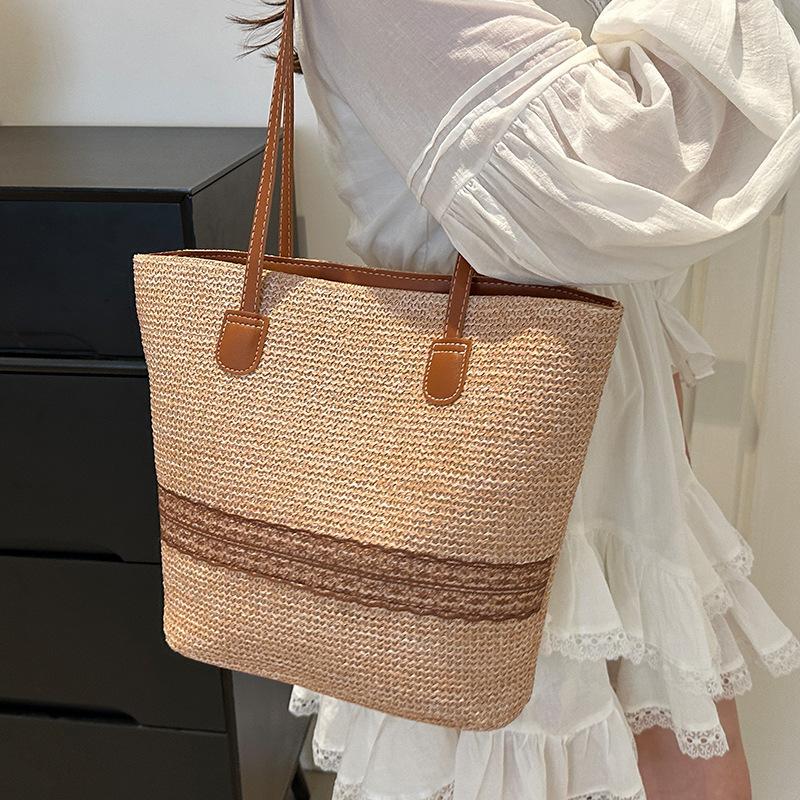 Large Capacity Woven Bag Women'S Fashion Commuter Tote Bag Foreign Versatile Shoulder Handbag