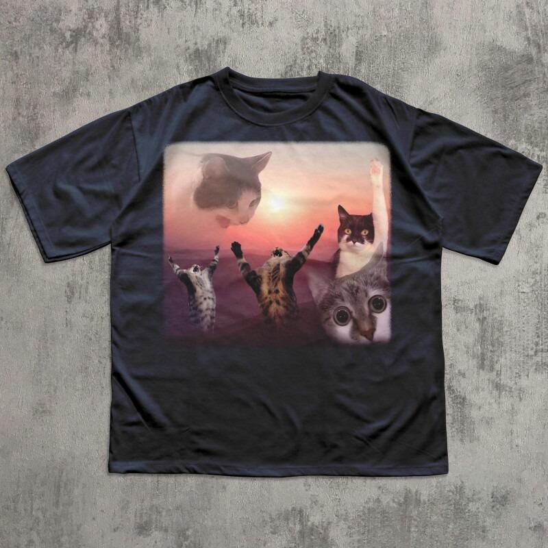 Funny Cat Printed Tshirt Unisexs Summer New Fashion High Quality Cotton Shortsleeved Tshirt High Street Hiphopy2k Top Clothing