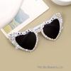 Heart-shaped Rhinestone Wedding Sunglasses for Bride - Pearl Bridal Party Glasses (White)