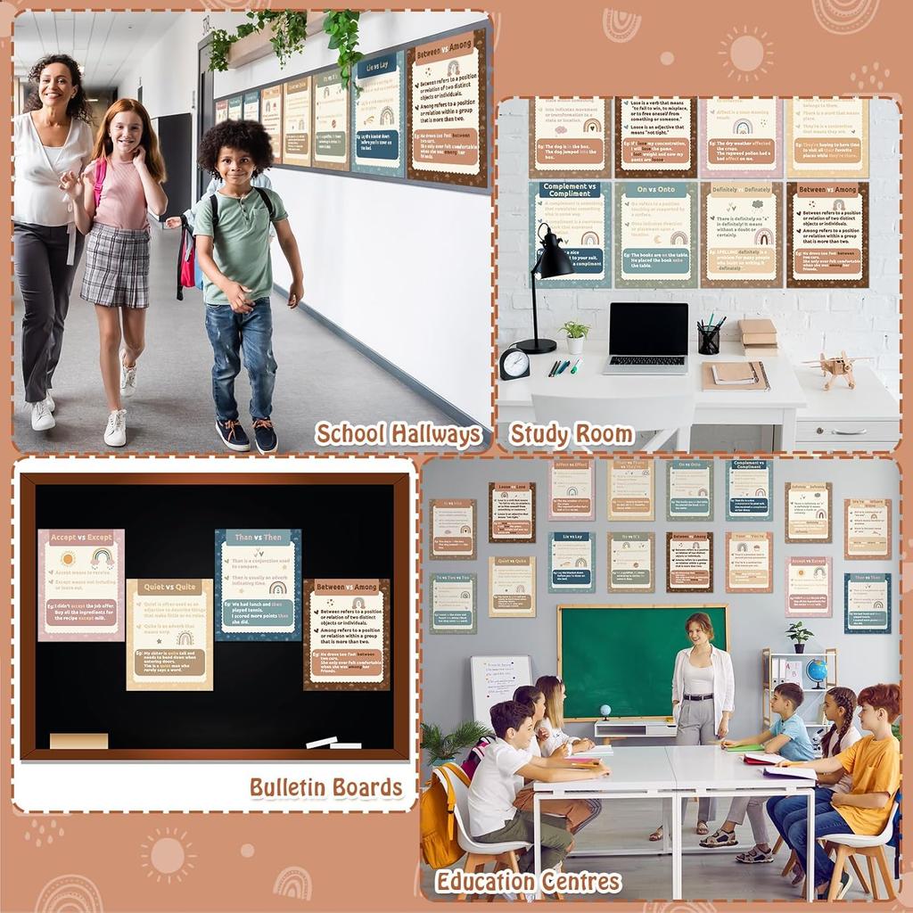 Pajean 16 Commonly Confused Words Poster 14 x 11 Inch Homophones Charts English Language Classroom Decorations Grammar Posters for English Teacher