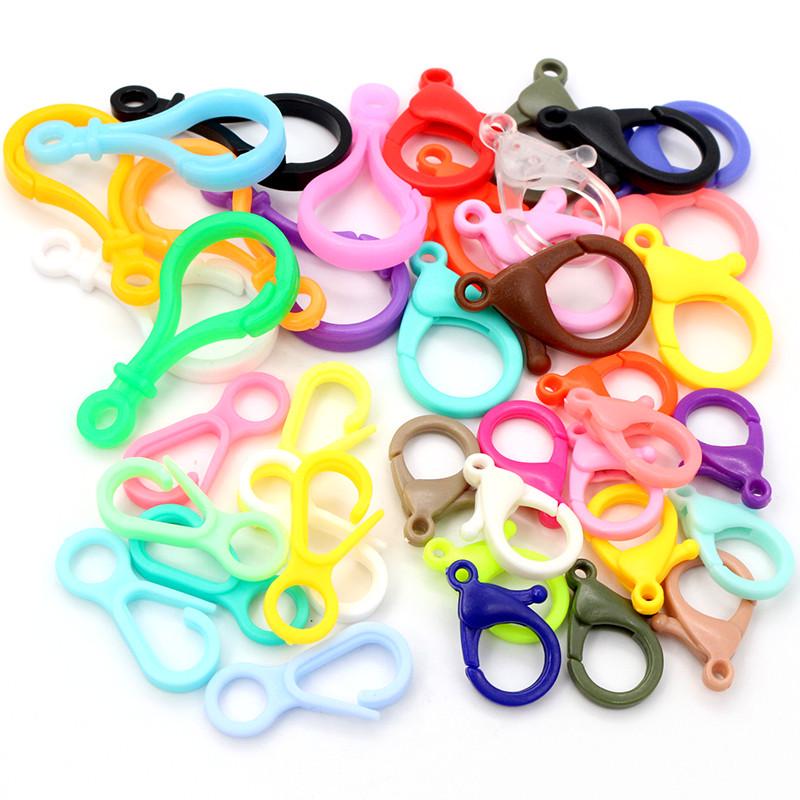 Mixed Color Plastic Lobster Clasp Keychains for DIY Jewelry and Plush Doll Pendants