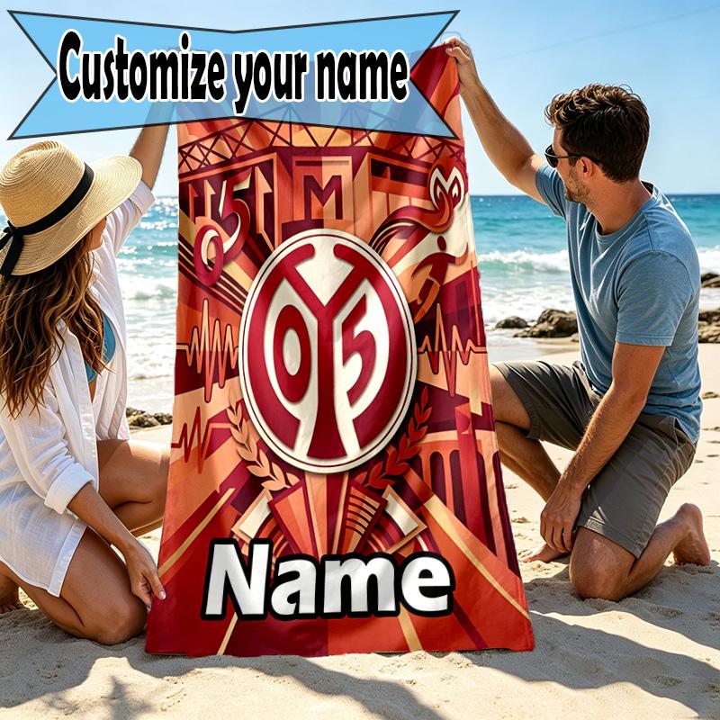 Custom Name Personalized 05 1FSV Mainz 05 Print Beach Towel, for Trip Camping Beach Party Home Decor, Birthday Gift for Family & Friends