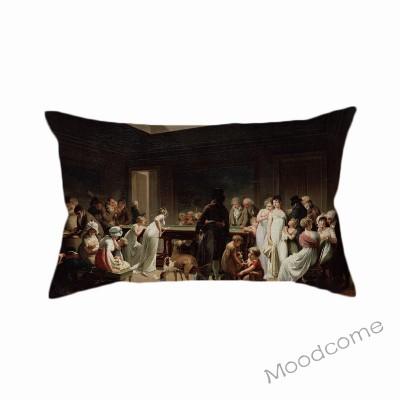 French Roccoco Style Famous Oil Painting Louis Leopold Boilly Game Of Billiards Decorative Sofa Pillow Case Linen Cushion Cover