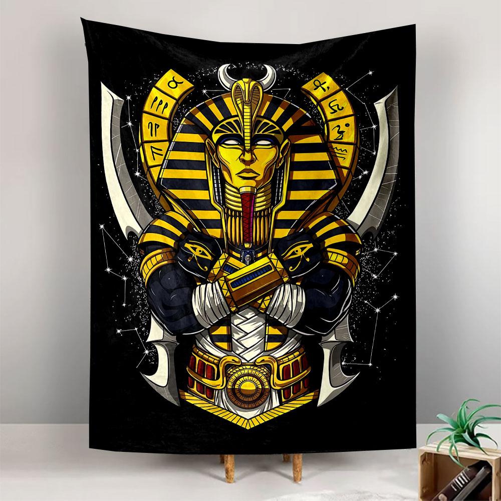 Pharaoh Totem Tapestry Wall Hanging, Ancient Egypt Mystic Art, Egyptian Wall Decor for Bedroom Living Room Dorm