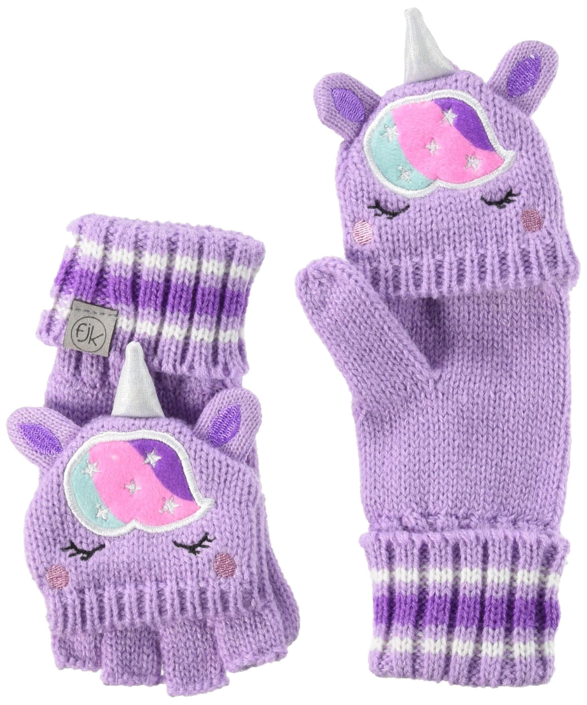 

FlapJackKids Knitted Gloves with Fingerless Perfect for Outings and Cold for Boys and Girls Japanese Flap, Mittens, Weather, [Official Product] фиолетовый