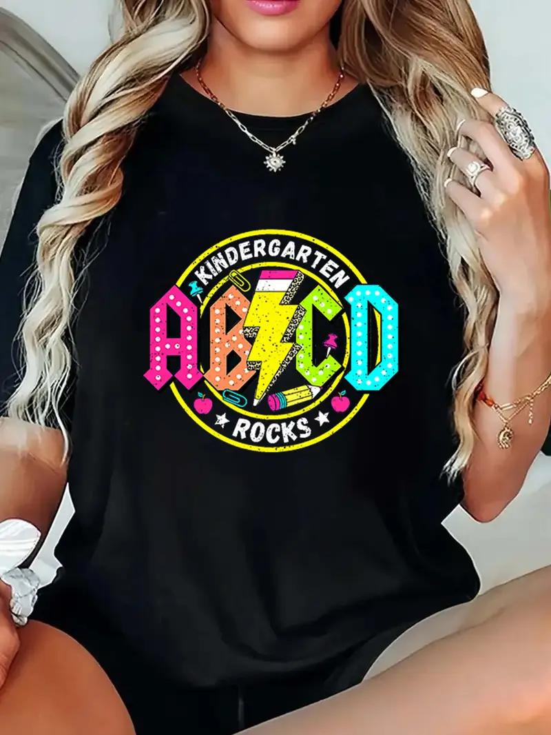 Teacher Life ABCD Graphic TShirt  Short Sleeve Round Neck Casual Tee for Women  Teacher Appreciation Gift Teacher Shirt S