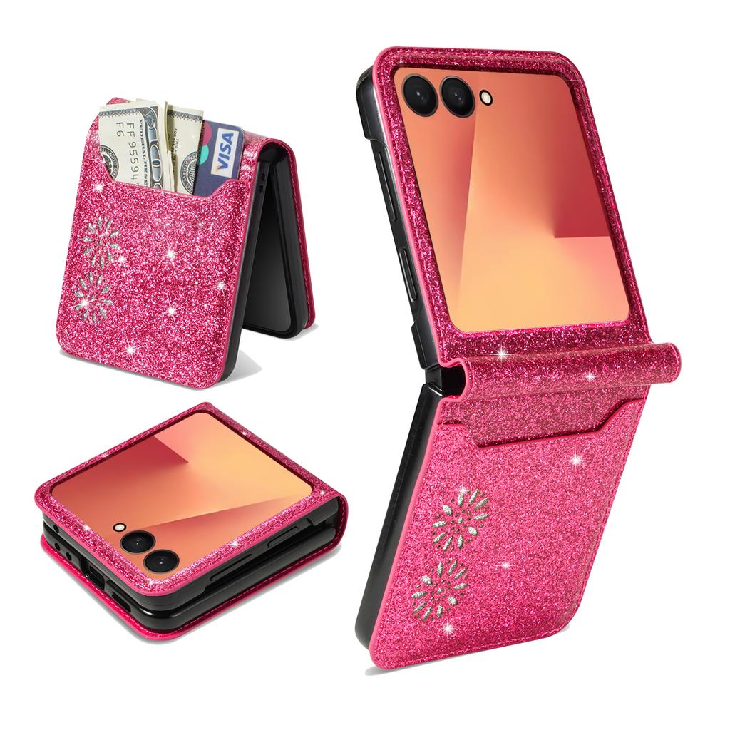 Für Samsung Galaxy Z Flip 8 7E 7 6 5 4 Glitzer Bling Schutz Handyhülle Mit Geldbörse Kartenhalter Leder Stoßfeste Abdeckung