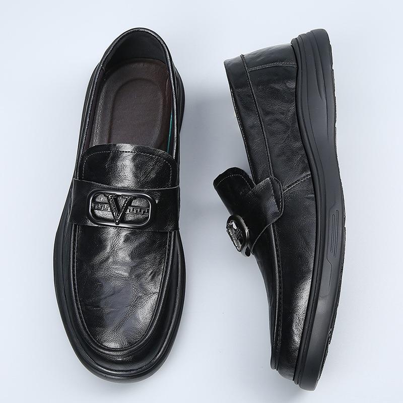 Men's Shoes Spring and Summer New Business Casual Leather Shoes Men's Genuine Leather Soft-soled Beanie Shoes Men's One-pedal