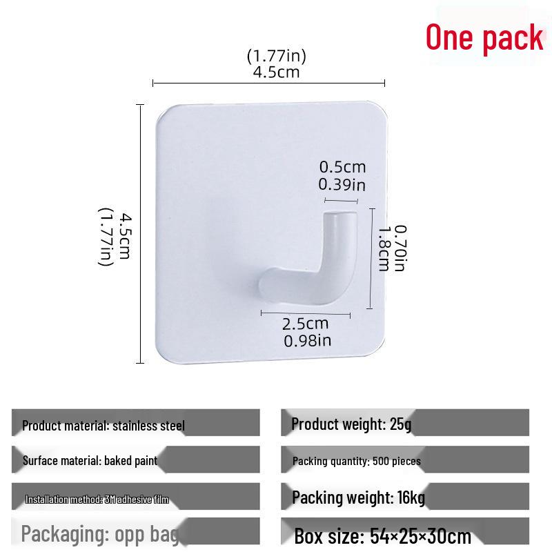 304 Stainless Steel Adhesive Clothes Hook - Punch-Free, Strong Hold, Behind-Door Mount