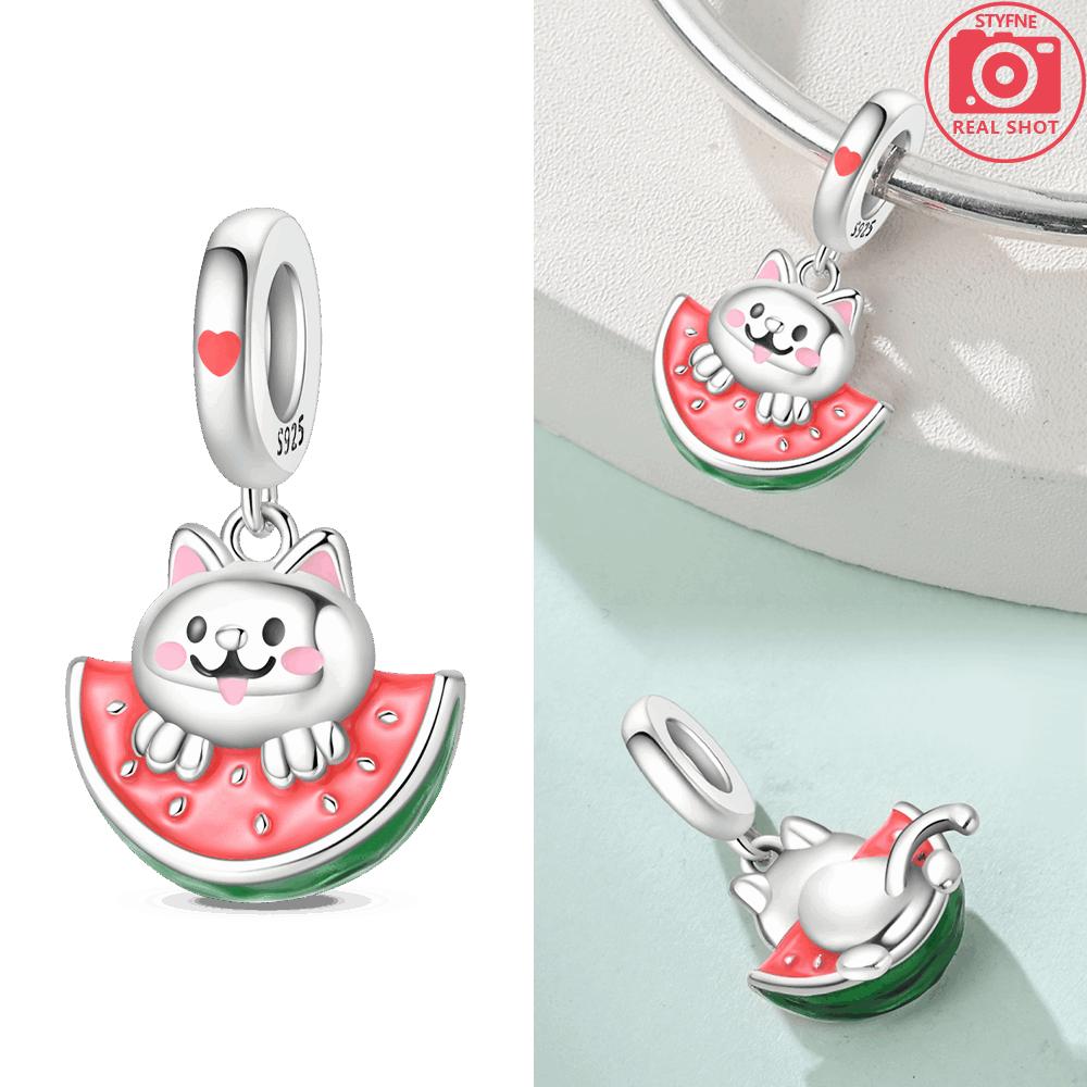 Cherry Fruit Series Charms New Copper Color Strawberry Beads Fit 3Mm Original Bracelets Diy Birthday Jewelry Gifts