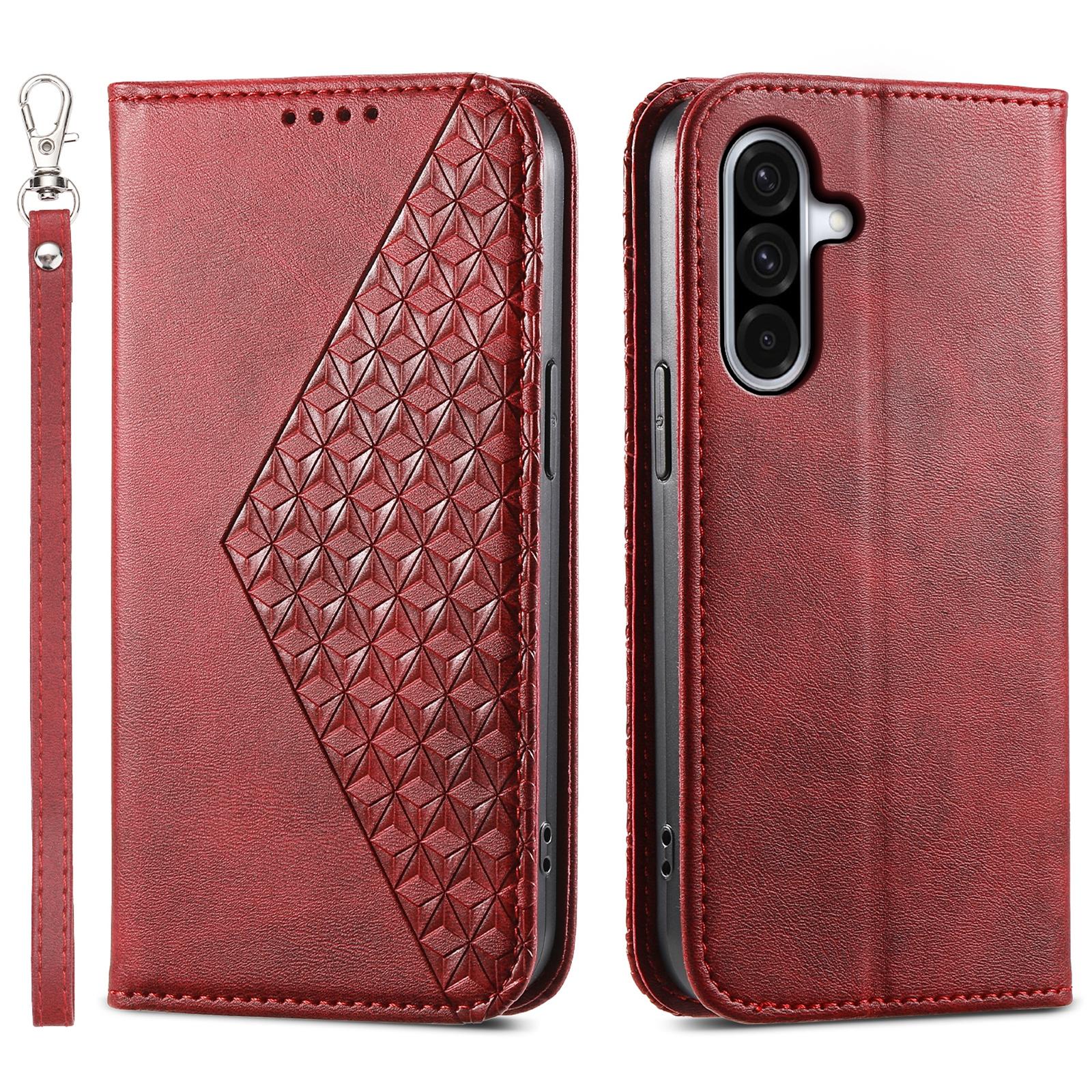 

Чохол для Samsung Galaxy A56 5G з текстурою телячої шкіри, ПУ шкіряний чохол для телефону з гаманцем Red