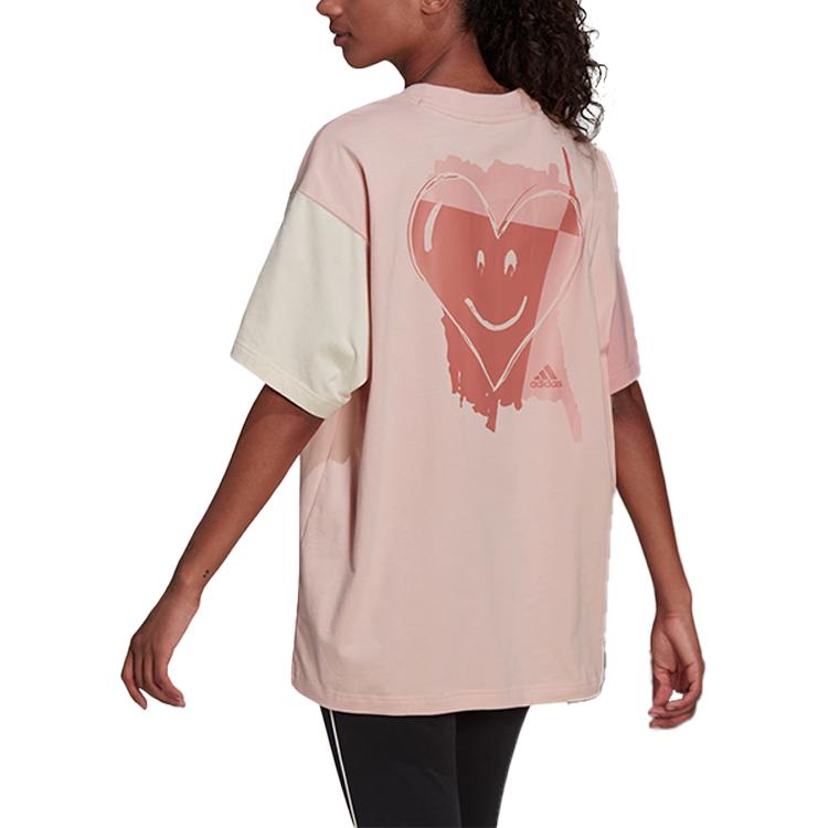 Adidas Colorblock Sport Crew Neck Short Sleeve T-Shirt Men Tops Pink HU0121