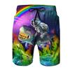 Lustige Dinosaurier-Katzen-Grafiken Badeshorts Herren 3D-Druck Tier Surfen Boardshorts Sommer Hawaiianische Badehosen Coole Eisshorts
