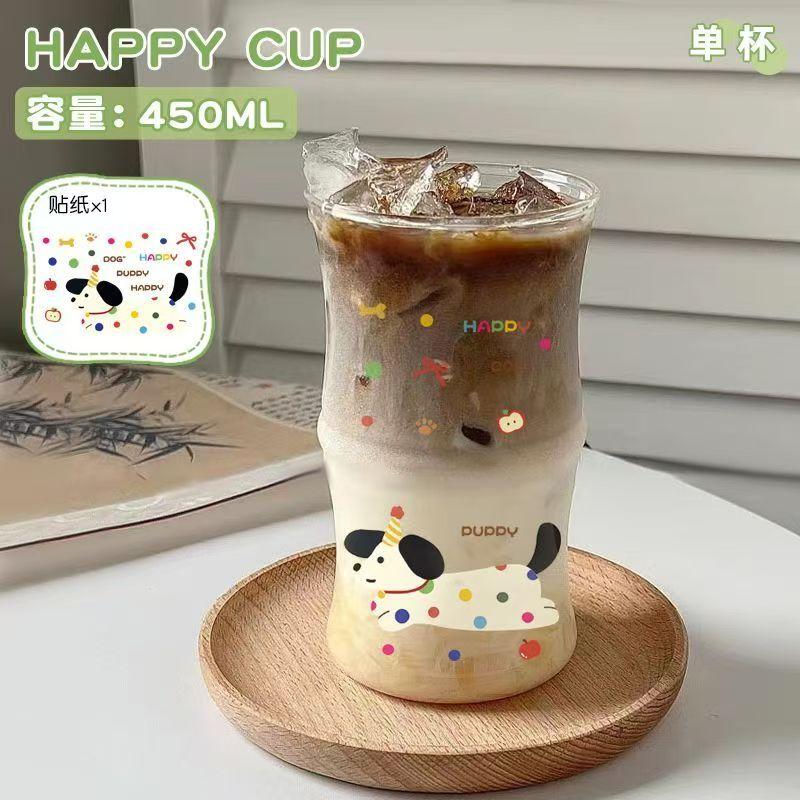 Cute China Panda Glass Creative Tea Bottle Single Transparent Coffee Cup Juice Panda Breakfast Milk Cup Glassware for Drinking