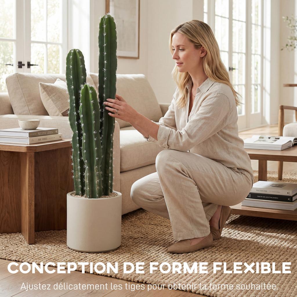 Artificial Cactus, 95 cm, Potted Plant, Adjustable Stems, Green