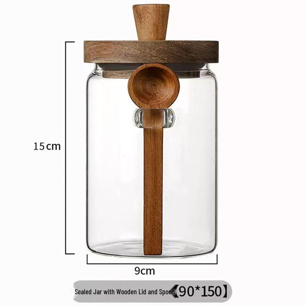 Glass Sealed Coffee Bean Storage Jar with Spoon – Small Container for Coffee Powder & Tea