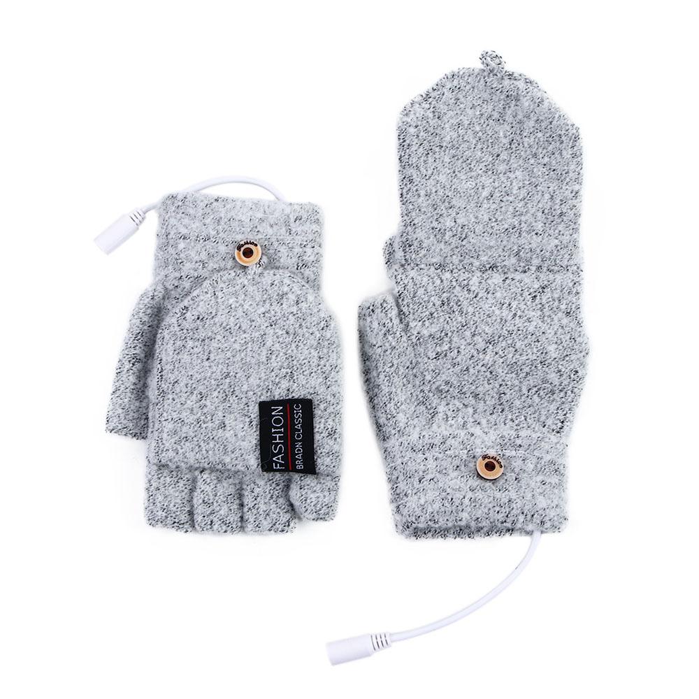 Gloves Velvet USB Electric Heated Gloves Knitted Cashmere Gloves Winter Heated Gloves Female Gloves
