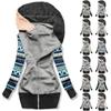 Chaqueta informal con capucha y cremallera con estampado de bloques de color y cintura para mujer