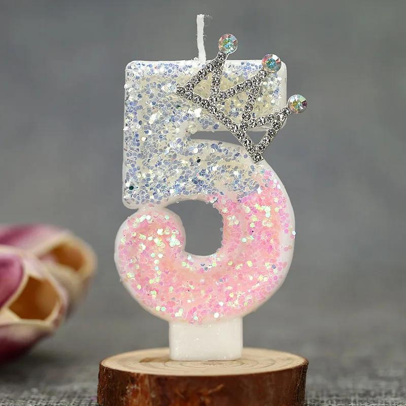 3D Zahlen Geburtstagskerze Rosa Glitzer Einhorn Kuchen Dekoration Party Jubiläum Kuchen Deko für Kuchen Kindergeburtstagskerze