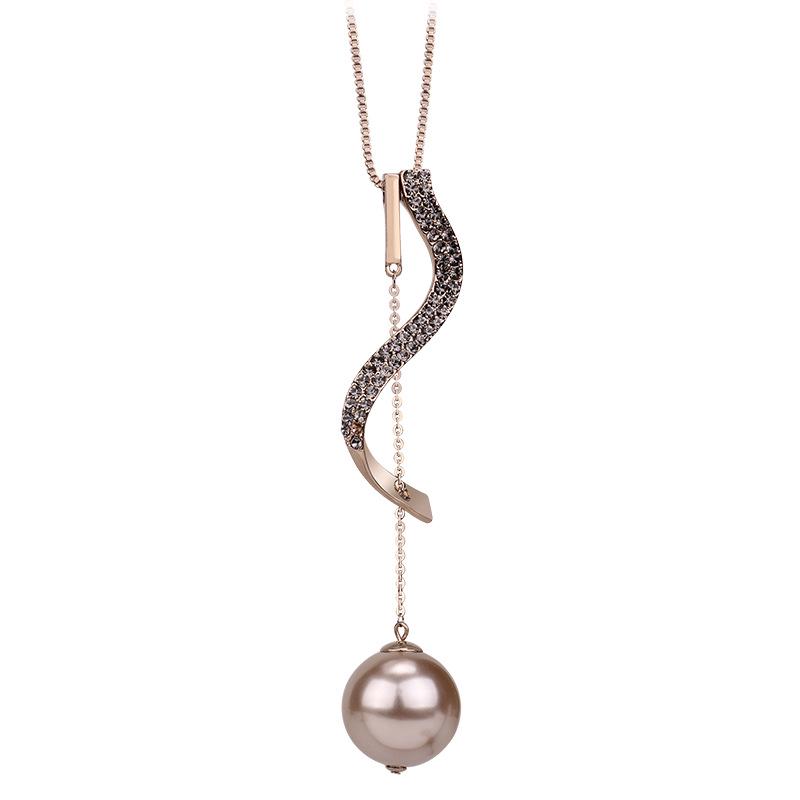 Accessories Necklace Female Douyin Same Pearl Sweater Chain Long Decorative Geometric Accessories