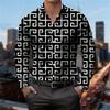 Men's Greek Fresco Print Long-Sleeve Shirts: Stylish, Retro, Luxurious, High-Quality, Wrinkle-Free, Lapel Tops