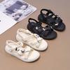 Girls Butterfly Beach Shoes Princess Sweet Children New Trendy Chic Summer Sandals Soft Beige Black with Metal Butterfly Cute