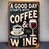 Metal Poster Coffee and Wine Wall Art for Kitchen