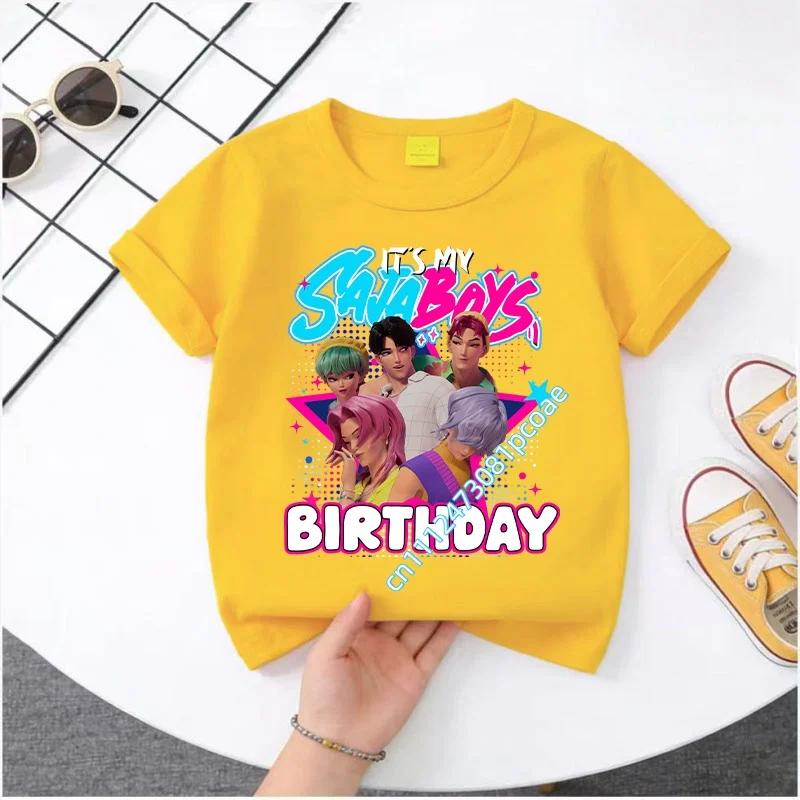 2026 New K-POP Saja Boys Print Short-Sleeved Spring Family Clothing for Boys and Girls Cute Polyester T-shirt for Boys and Girls