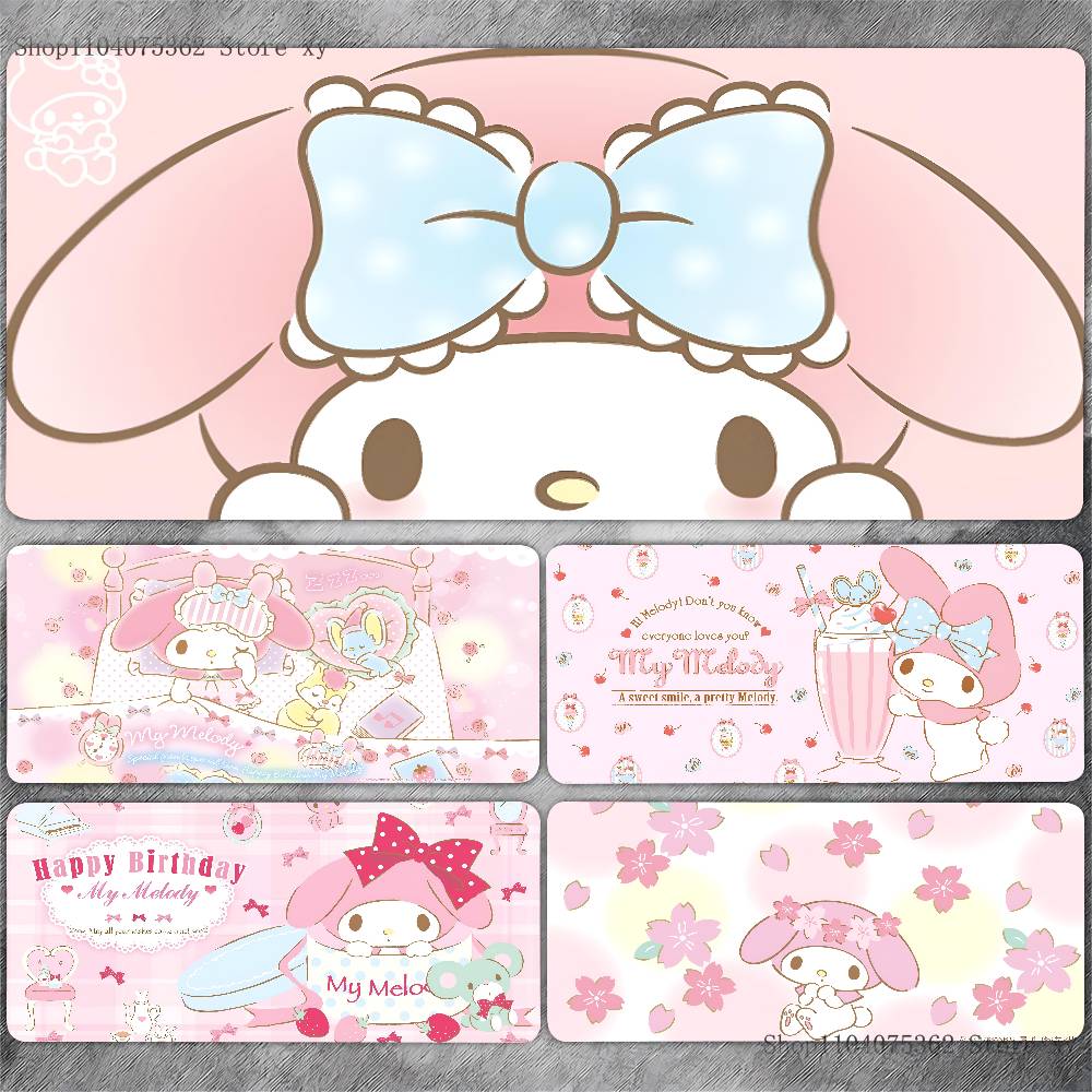 Cute Cartoon M-My Melody Mousepad Large Keyboard Desk Mat Gaming Mouse Pad LockEdge Non-slip Mat