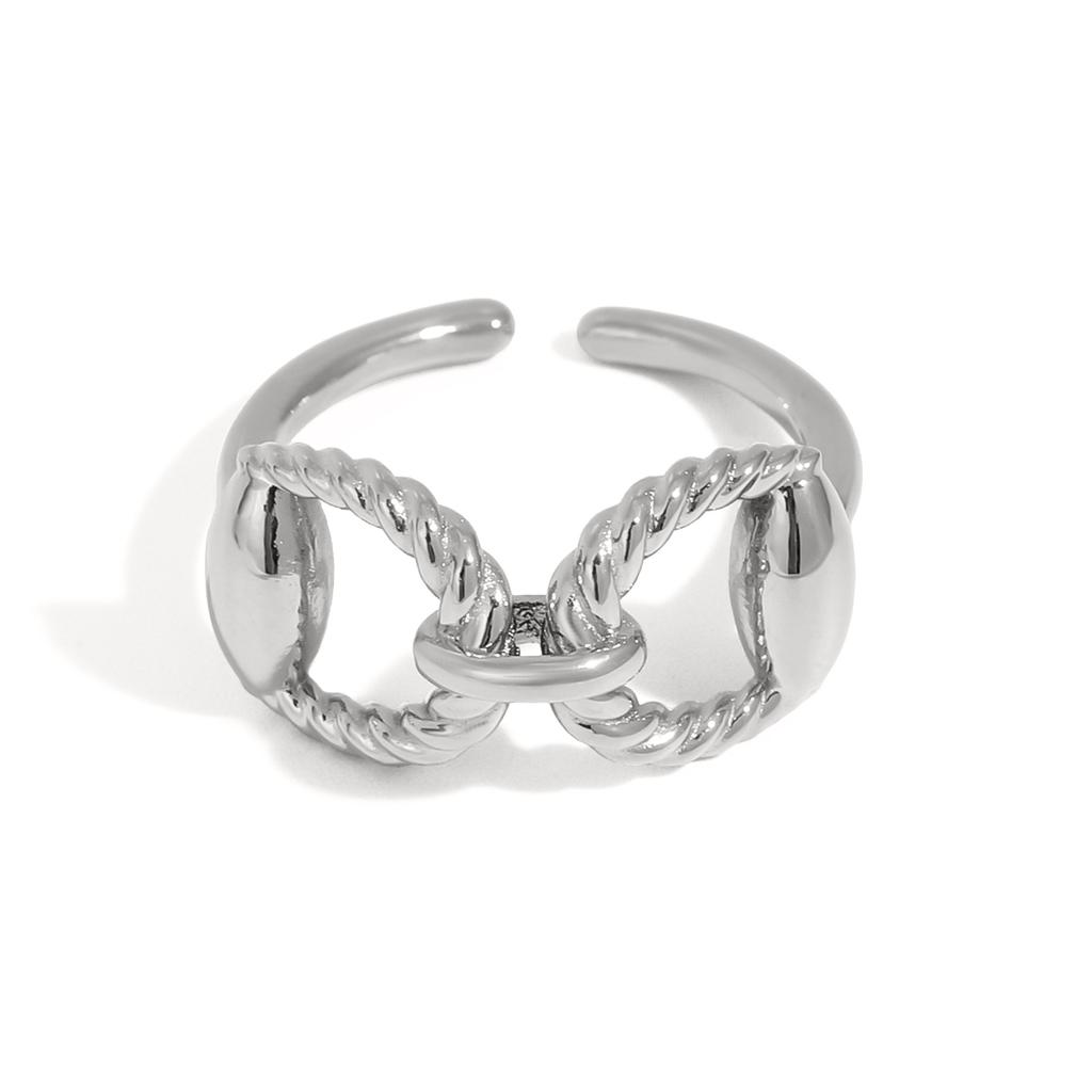 18K Gold Plated Geflochtener Edelstahlring Texturiertes Knoten Design Schmuck für Damen Elegantes Goldenes Geschenk