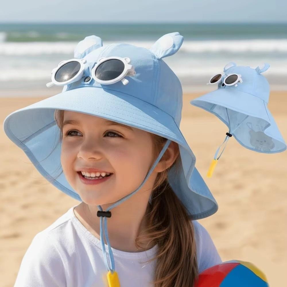Anti-UV Sun Hat with Neck Protection Shawl Safari Cap New Bucket Hat Kids