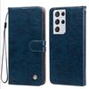 Vintage Crazy Horse Texture PU Leather Flip Wallet Phone Case for Samsung Galaxy S21 Ultra Card Holder Kickstand Shockproof Protective Cover