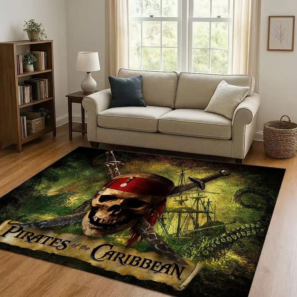 3D Pirates of The Caribbean Jack Johnny Depp Christmas Living Room Non-Slip Area Rug Carpet for Bedroom Sofa,Home Doormat