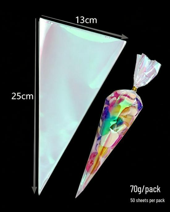 Gradient Film Triangle Gift Bags - Rainbow Candy & Cookie Packaging