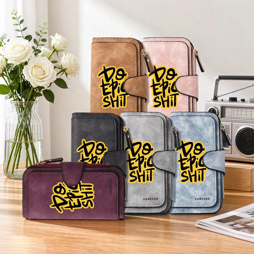 Stylish Print Long Wallet Durable Daily Use Slim Card Holder Trendy Casual Purses