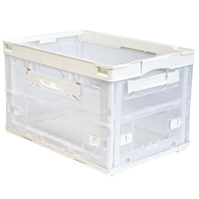 RISU Folding Container with Three Doors, 50L, White, Made In Japan, Stackable, Side Access, Storage, CB51NRL